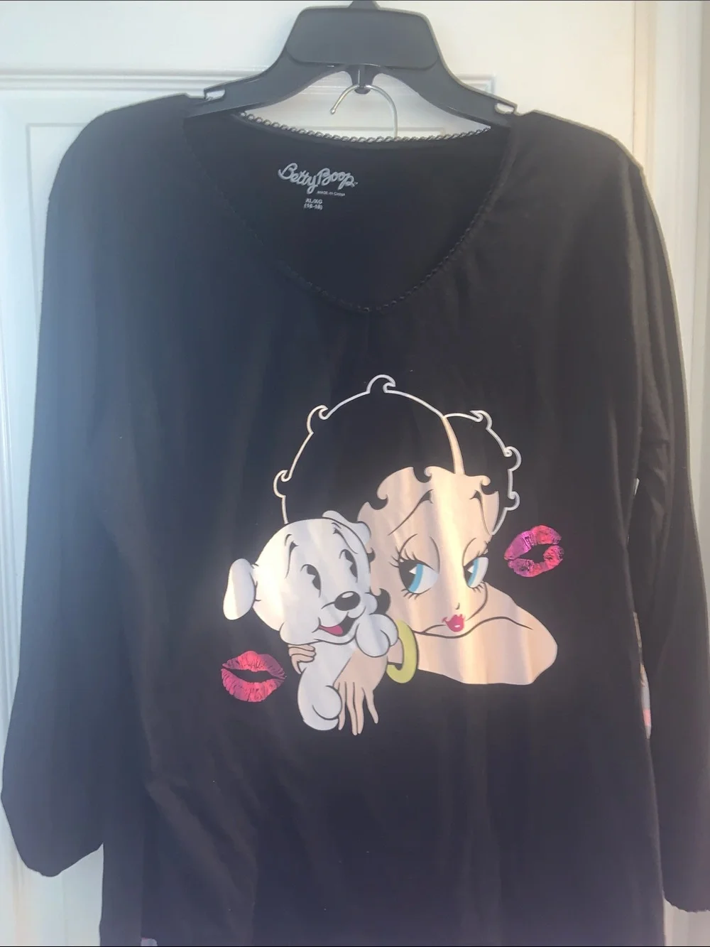 Betty Boop Black Top with Gray Printed Pajama Pants — Pink Accent Kisses
